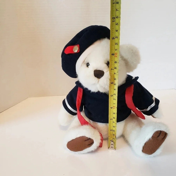 Vintage Brass Button  Taylor Plush White/Blue/Red Bear. - Picture 8 of 8